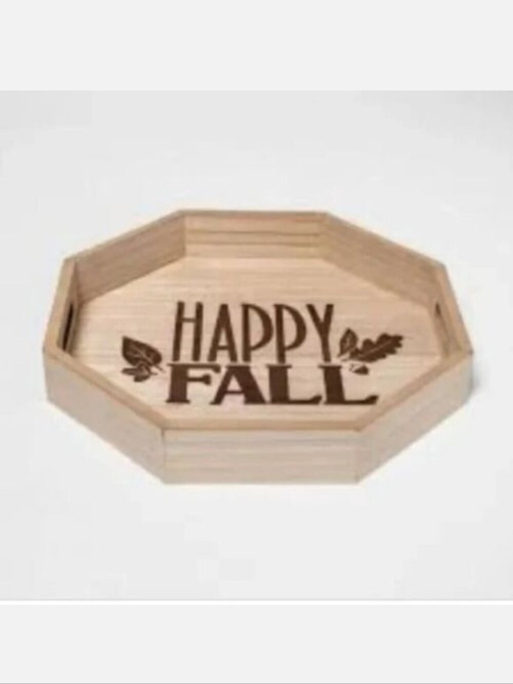 15" Wooden Serving Tray Happy Fall Table Decor New Octagon $20